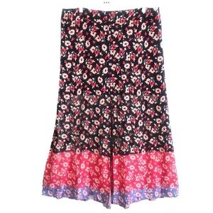 Express Floral Print Button Down Slit Front Maxi Skirt XL